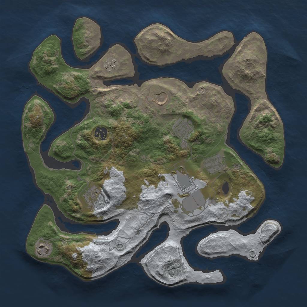 Rust Map: Barren, Size: 3500, Seed: 779212, 11 Monuments