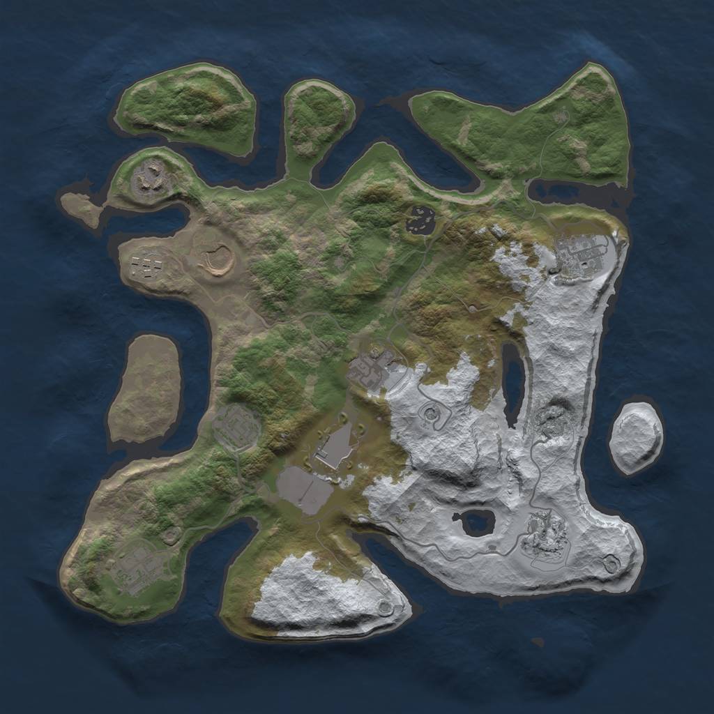 Rust Map: Barren, Size: 3500, Seed: 6042060, 13 Monuments