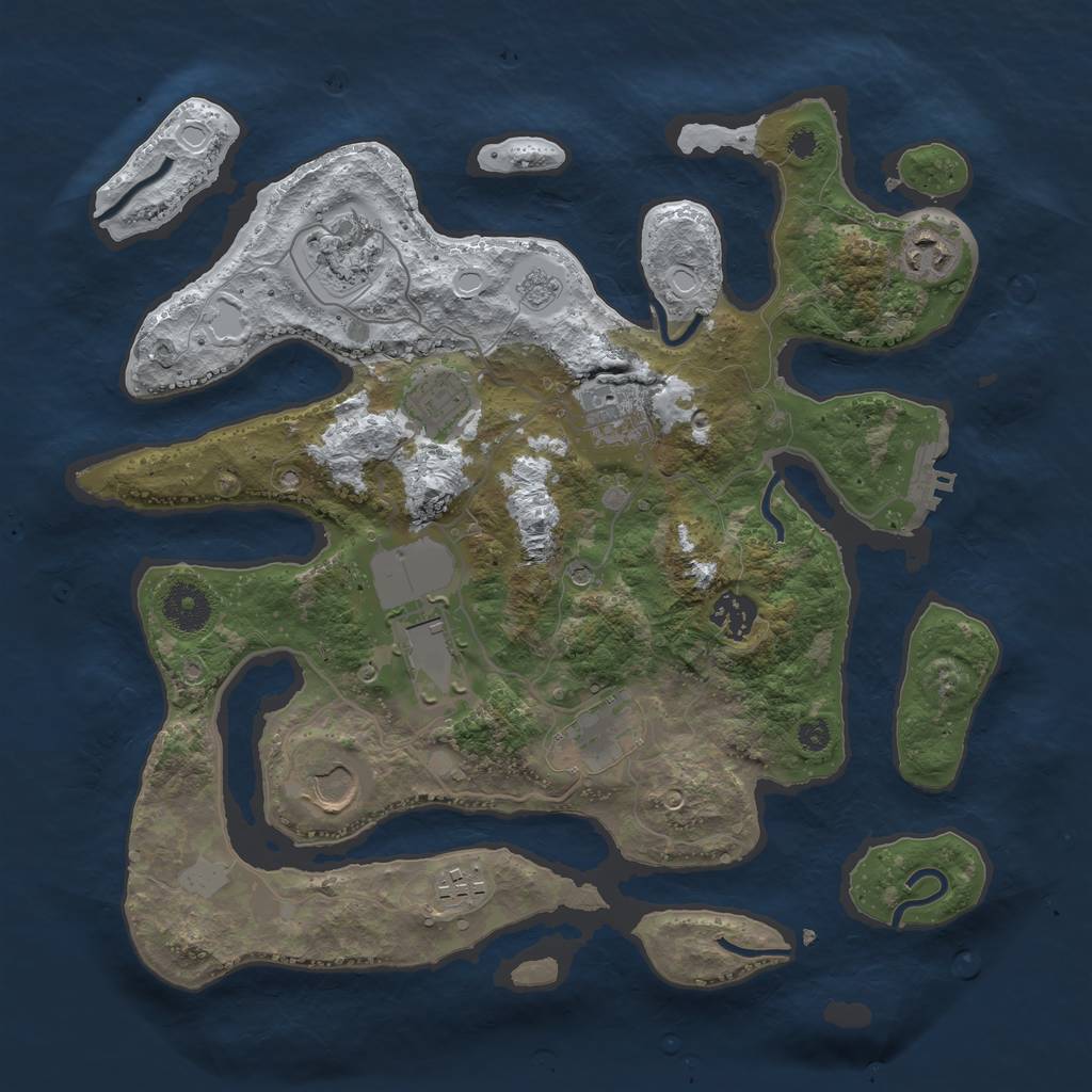 Rust Map: Procedural Map, Size: 3500, Seed: 674310, 17 Monuments
