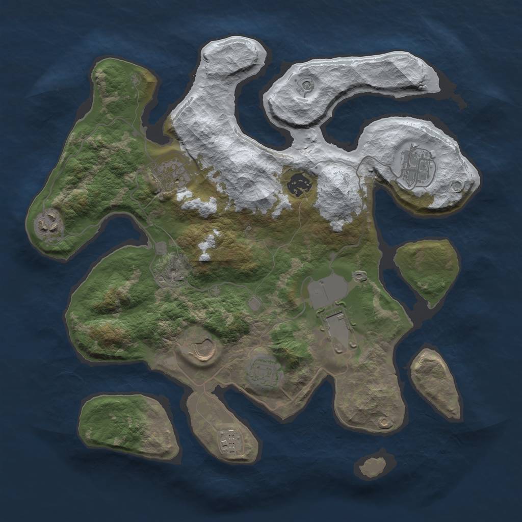 Rust Map: Barren, Size: 3500, Seed: 686122, 11 Monuments
