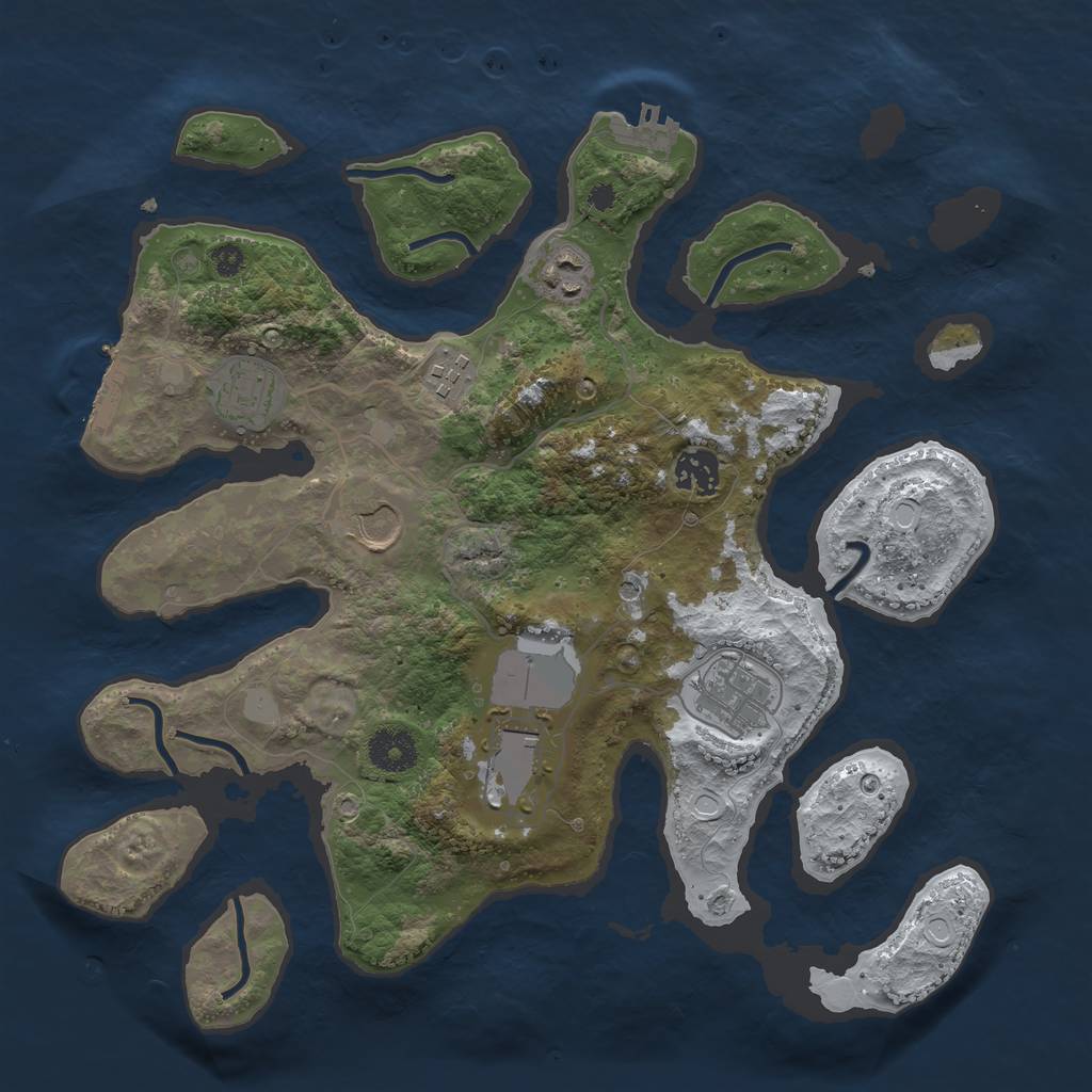 Rust Map: Procedural Map, Size: 3500, Seed: 5181697, 15 Monuments