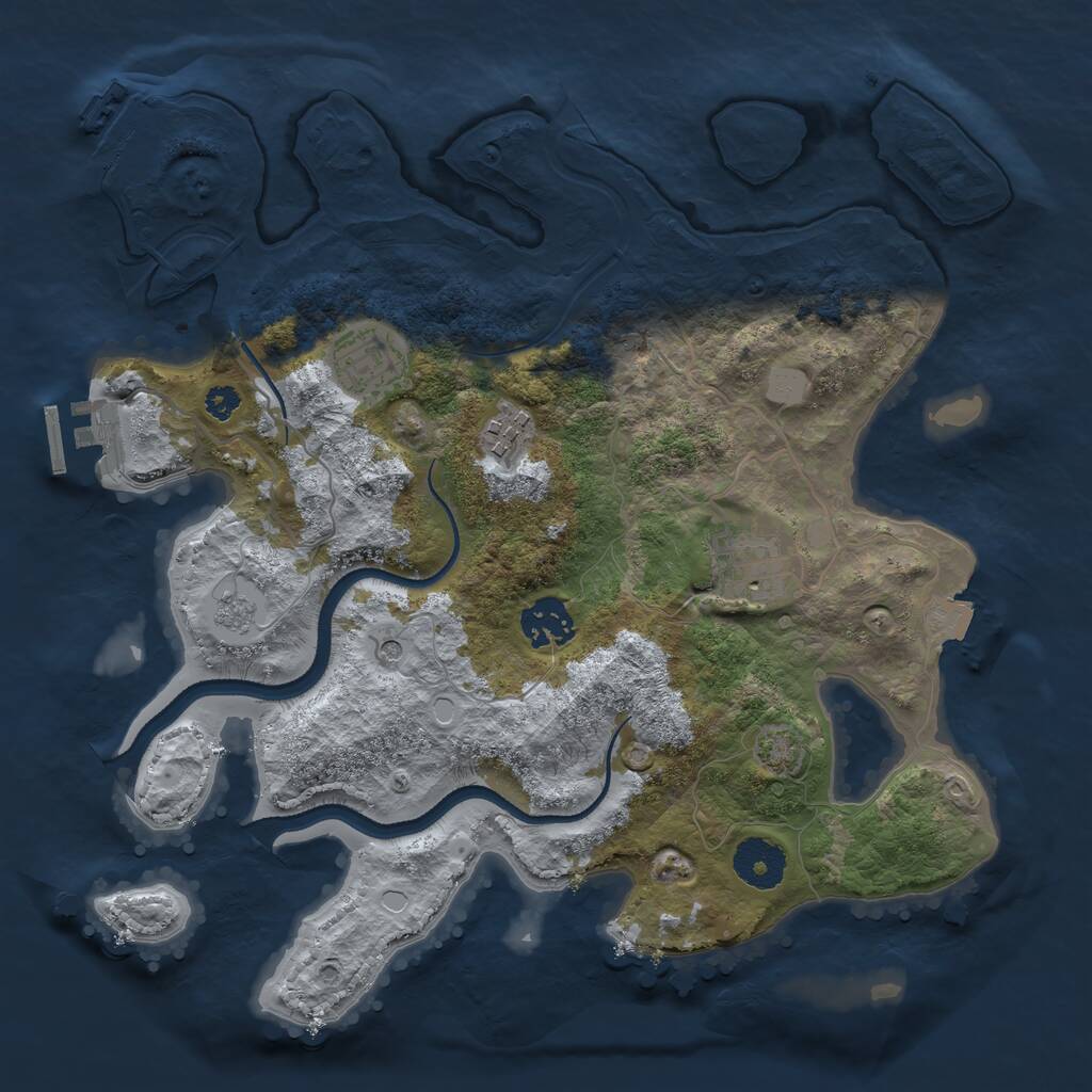 Rust Map: Procedural Map, Size: 3200, Seed: 762705804, 10 Monuments