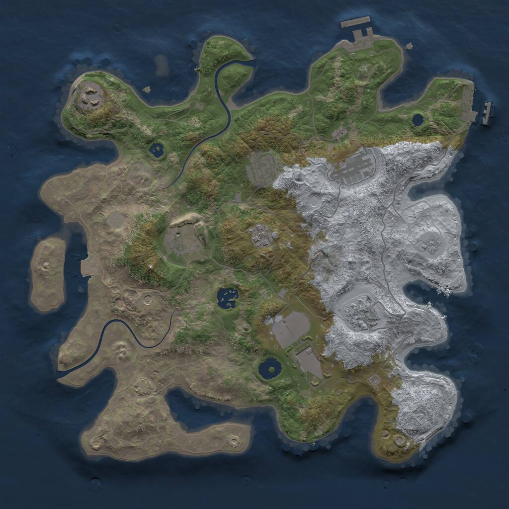 Rust Map: Procedural Map, Size: 3500, Seed: 6288939, 14 Monuments
