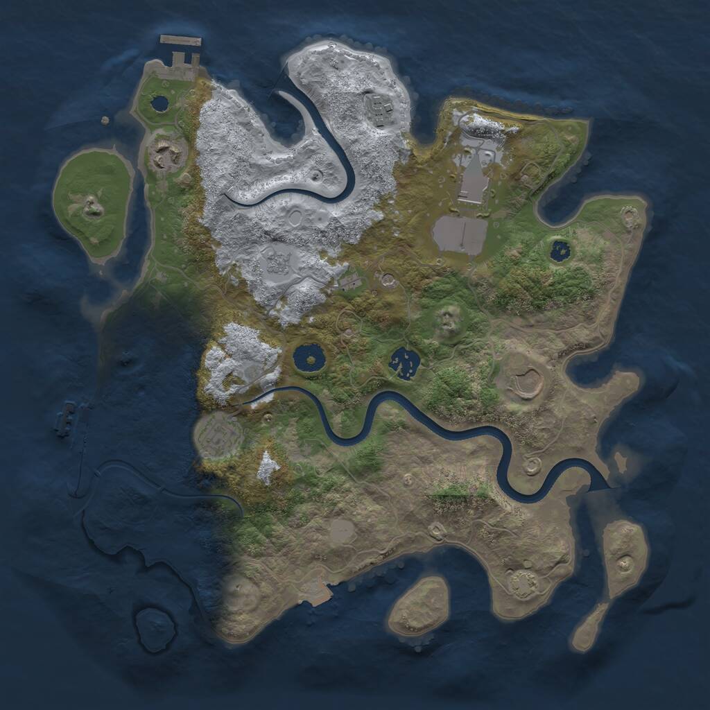 Rust Map: Procedural Map, Size: 3500, Seed: 479234, 12 Monuments