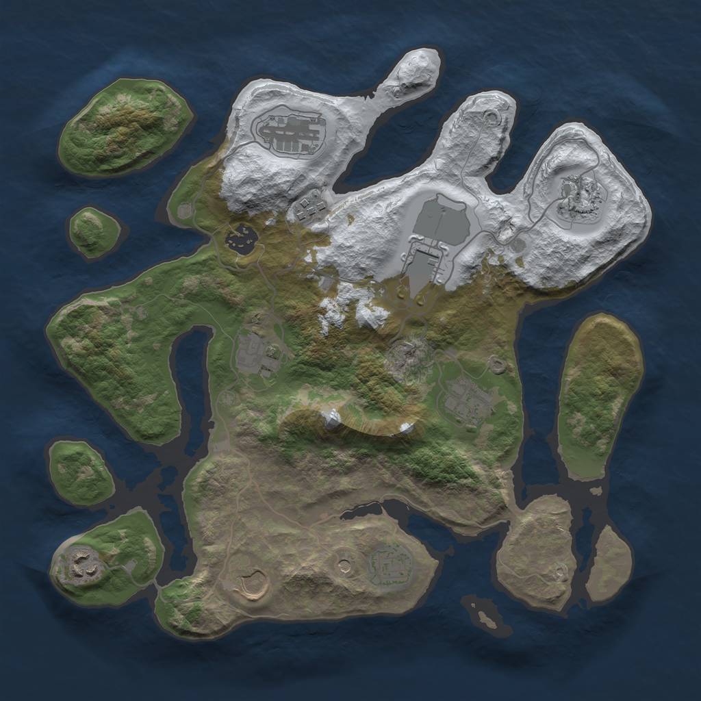 Rust Map: Barren, Size: 3500, Seed: 1260462, 13 Monuments