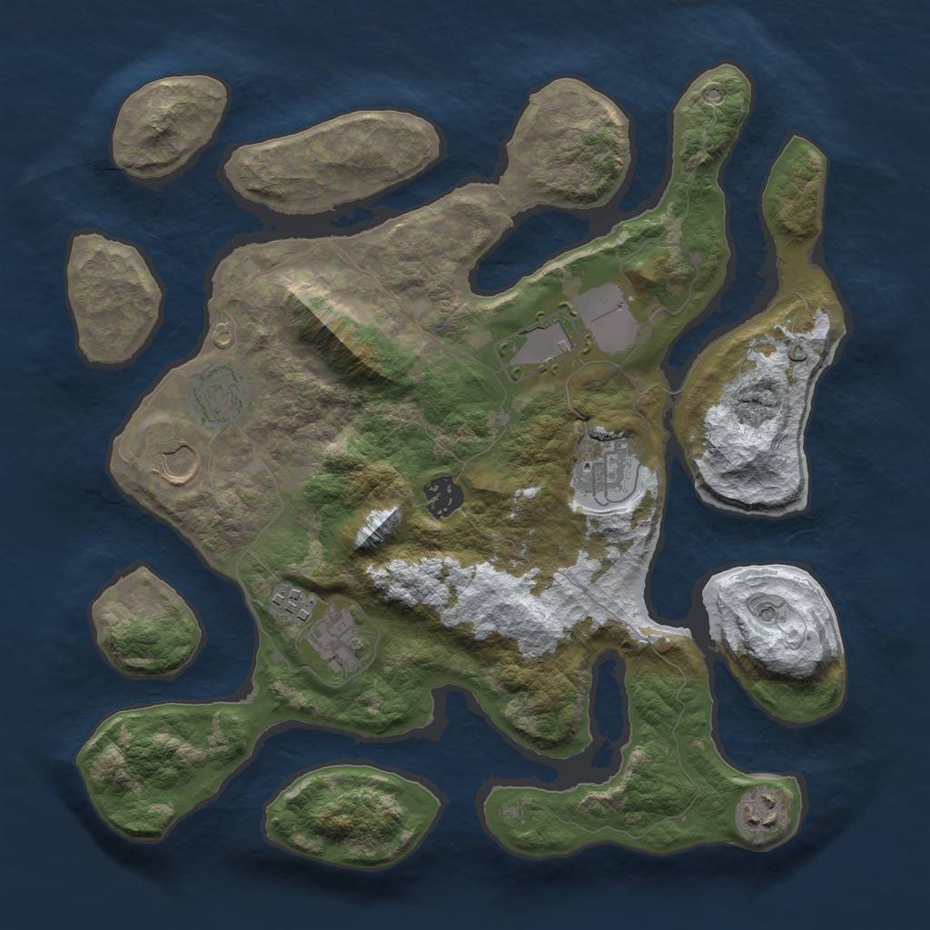 Rust Map: Barren, Size: 3500, Seed: 214055, 11 Monuments