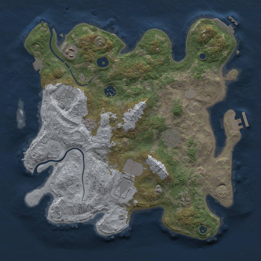 Rust Map: Procedural Map, Size: 3500, Seed: 4972495, 13 Monuments
