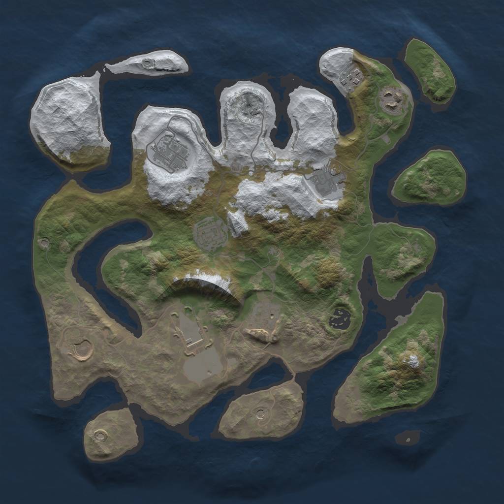 Rust Map: Barren, Size: 3500, Seed: 3193227, 12 Monuments