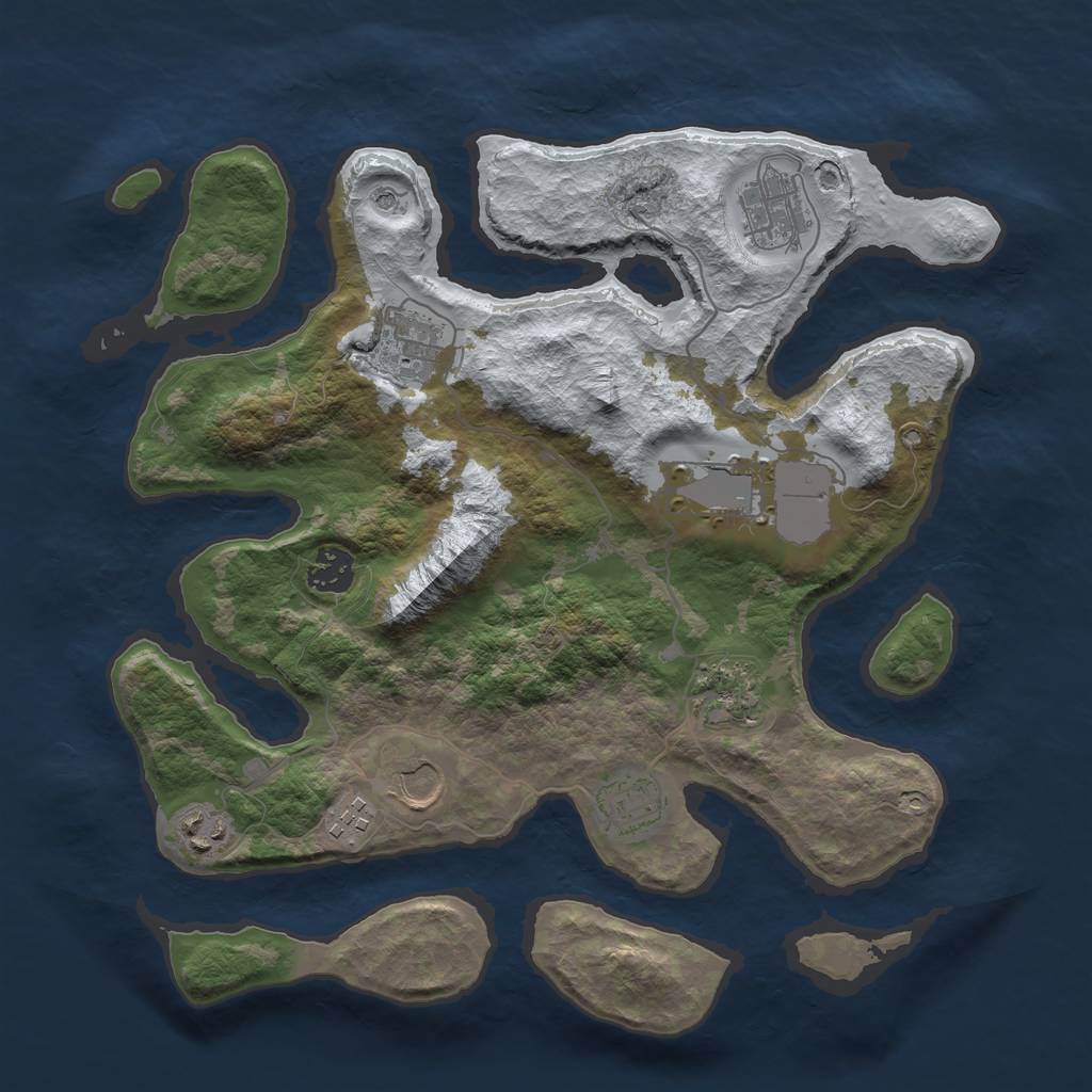 Rust Map: Barren, Size: 3500, Seed: 3548200, 12 Monuments