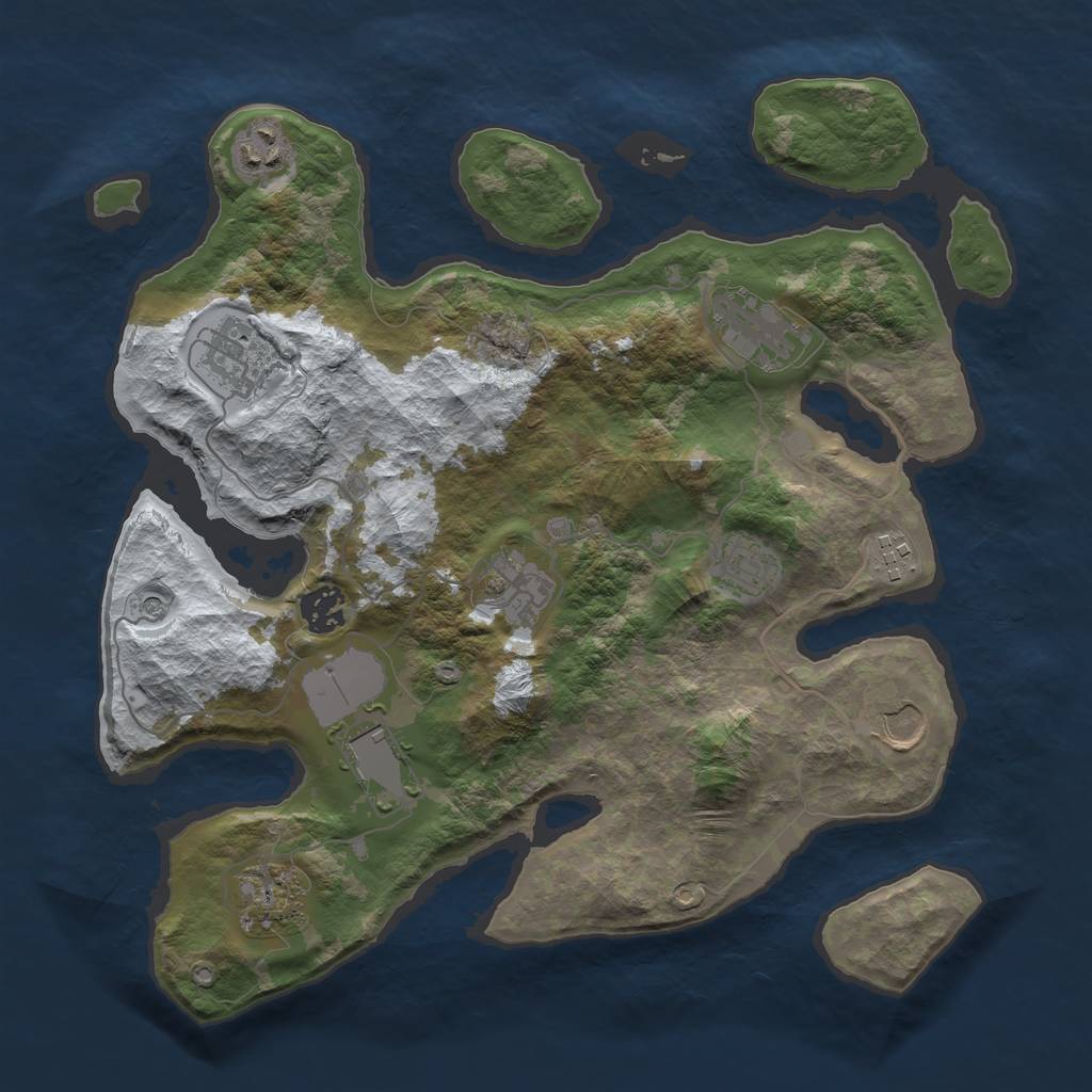 Rust Map: Barren, Size: 3500, Seed: 1284924, 13 Monuments