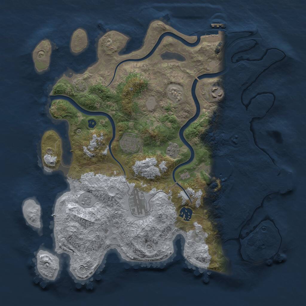 Rust Map: Procedural Map, Size: 3500, Seed: 5231394, 12 Monuments