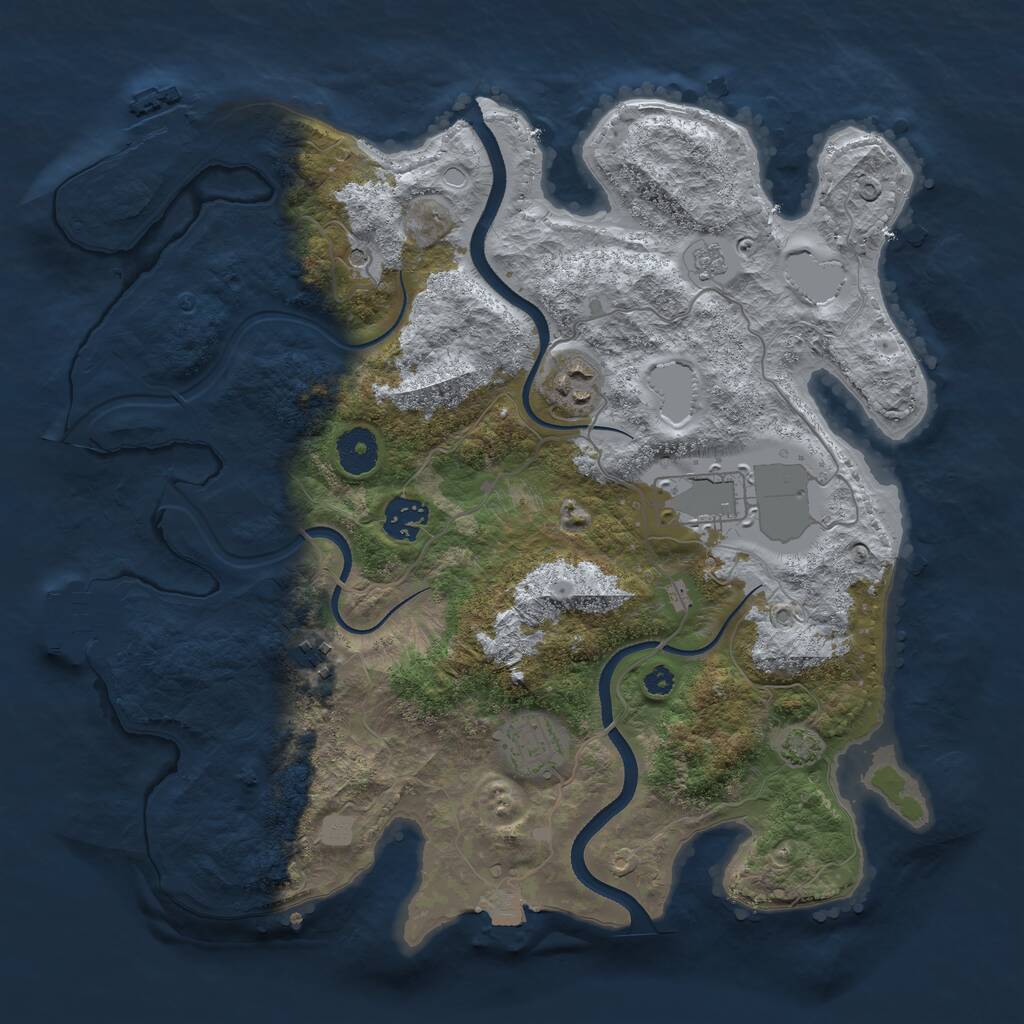 Rust Map: Procedural Map, Size: 3500, Seed: 4613753, 11 Monuments