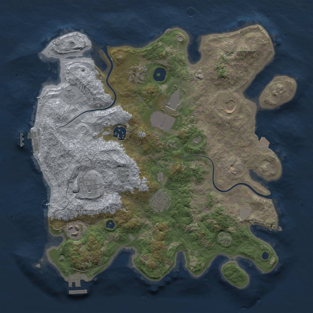 Rust Map: Procedural Map, Size: 3500, Seed: 4481858, 14 Monuments