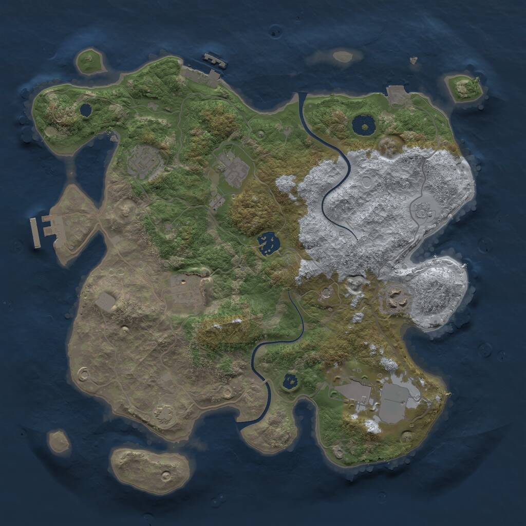 Rust Map: Procedural Map, Size: 3500, Seed: 1523175, 12 Monuments