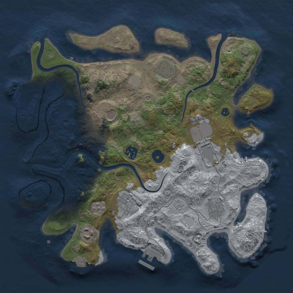 Rust Map: Procedural Map, Size: 3500, Seed: 3512289, 14 Monuments