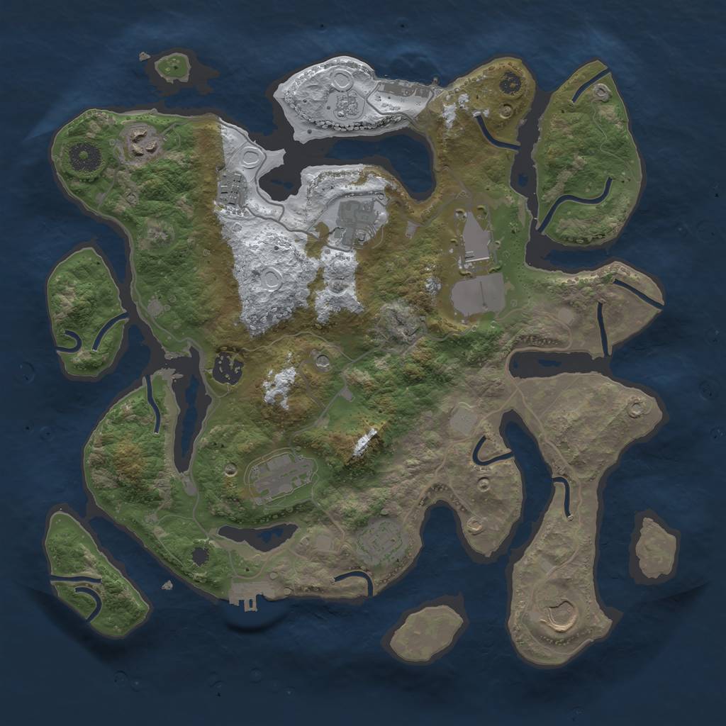 Rust Map: Procedural Map, Size: 3500, Seed: 1477023, 17 Monuments