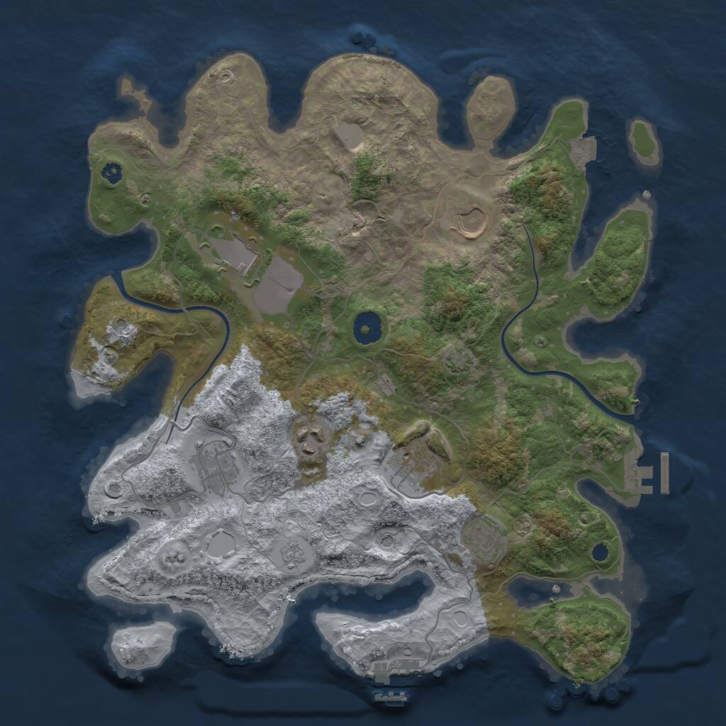 Rust Map: Procedural Map, Size: 3500, Seed: 566964, 12 Monuments