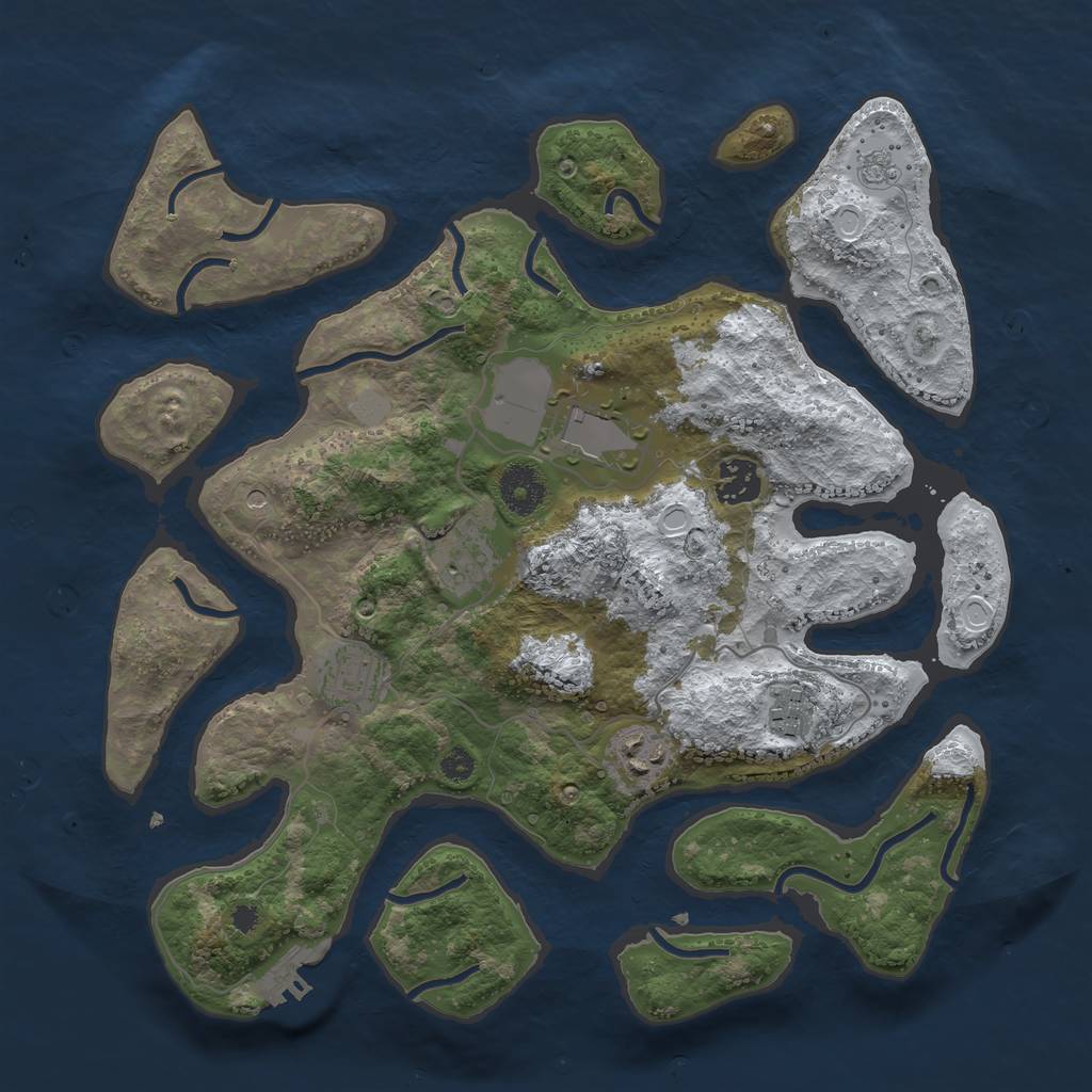 Rust Map: Procedural Map, Size: 3500, Seed: 463525, 14 Monuments