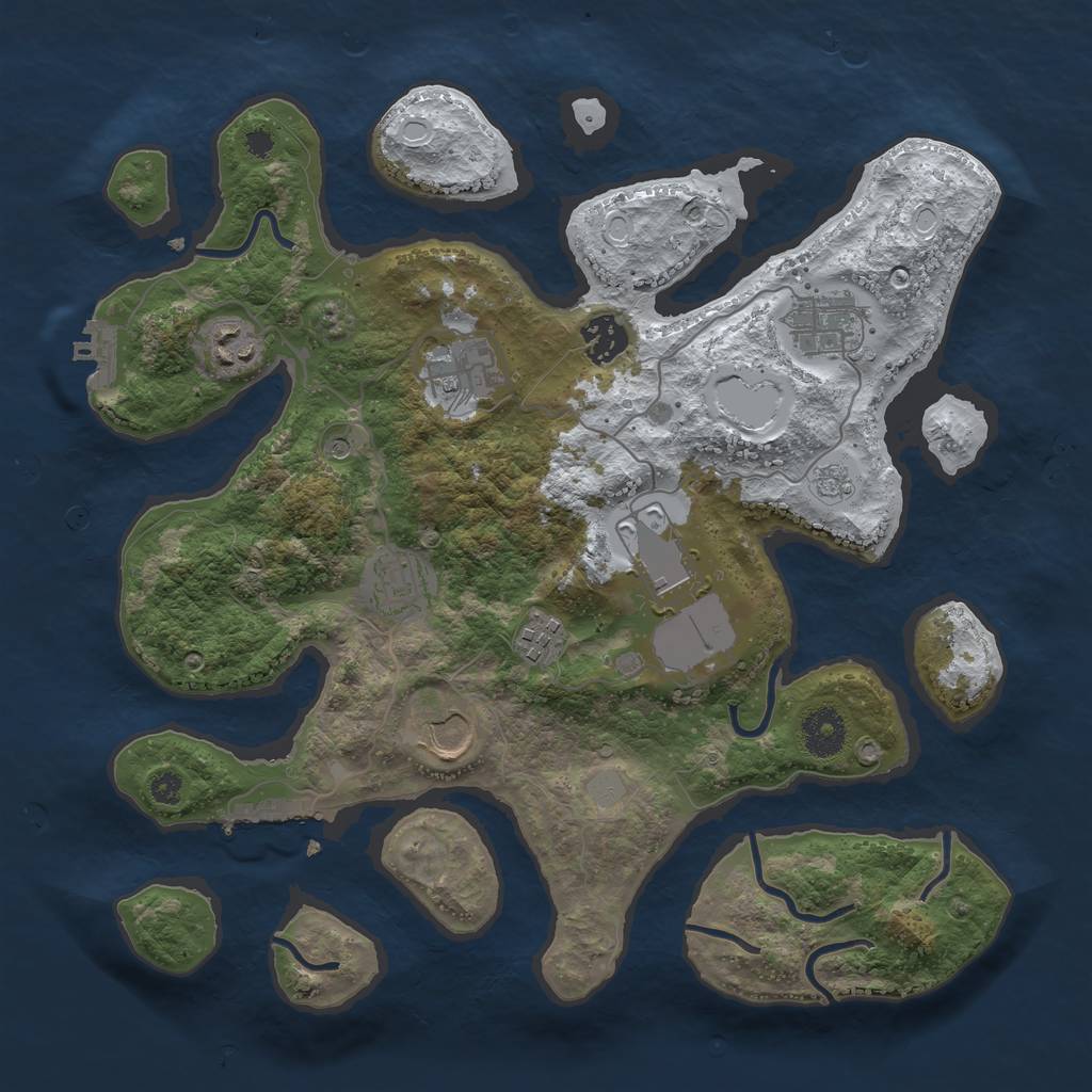 Rust Map: Procedural Map, Size: 3500, Seed: 4448341, 17 Monuments