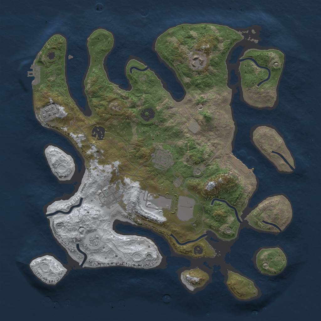 Rust Map: Procedural Map, Size: 3500, Seed: 4632890, 15 Monuments