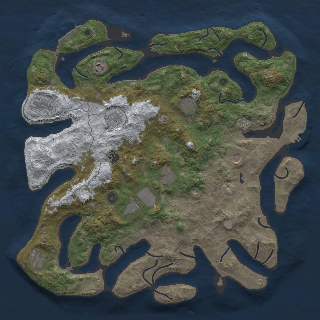 Rust Map: Procedural Map, Size: 4500, Seed: 4332890, 19 Monuments