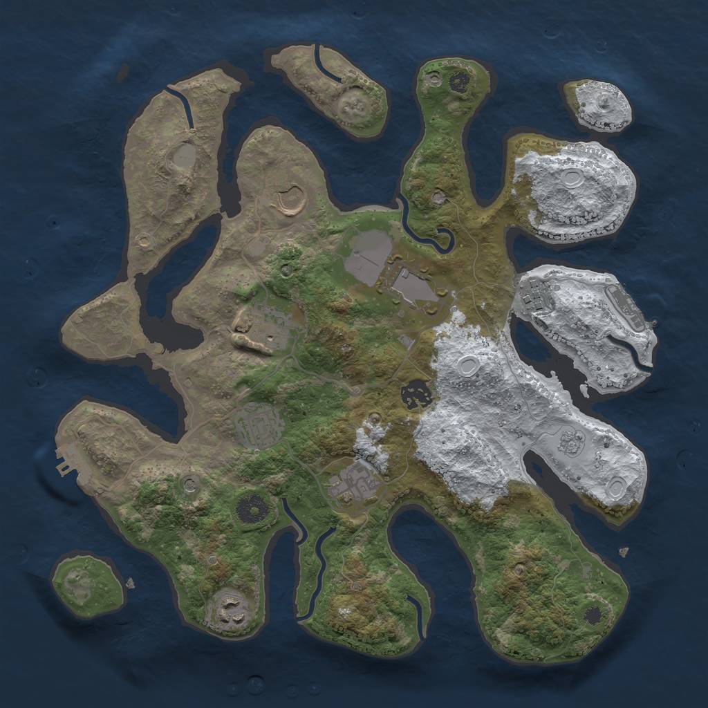 Rust Map: Procedural Map, Size: 3500, Seed: 4585700, 17 Monuments