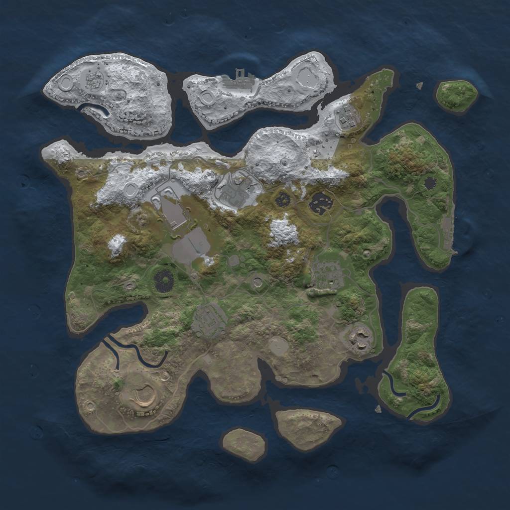 Rust Map: Procedural Map, Size: 3500, Seed: 4396870, 17 Monuments