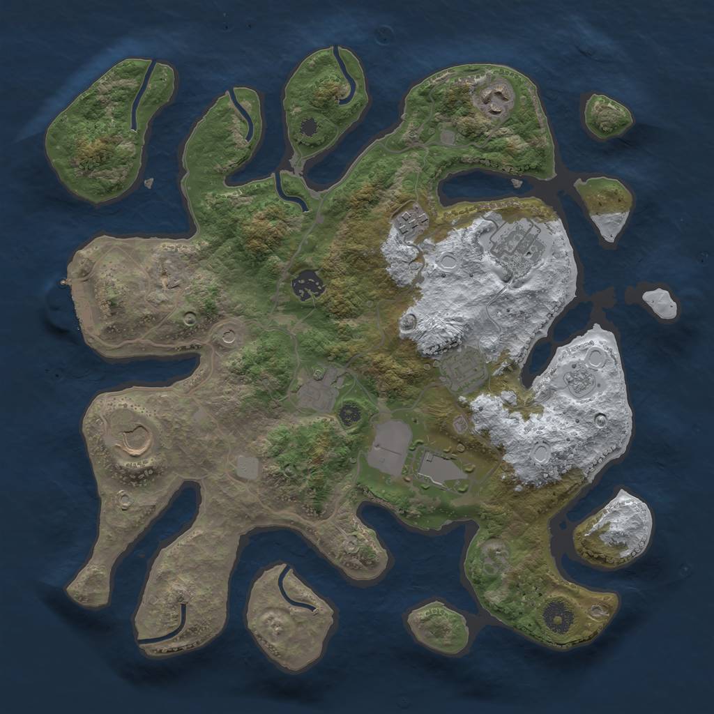 Rust Map: Procedural Map, Size: 3500, Seed: 2608035, 16 Monuments