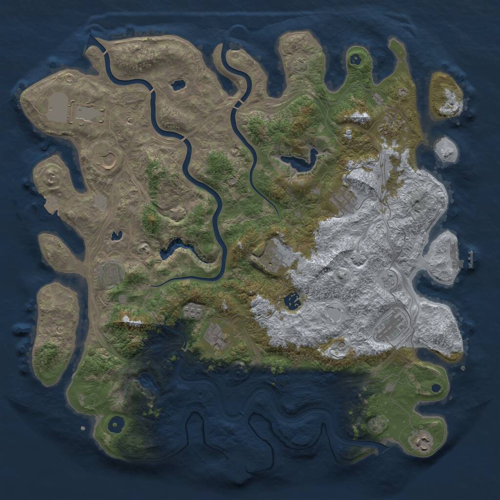 Rust Map: Procedural Map, Size: 4500, Seed: 294535623, 17 Monuments