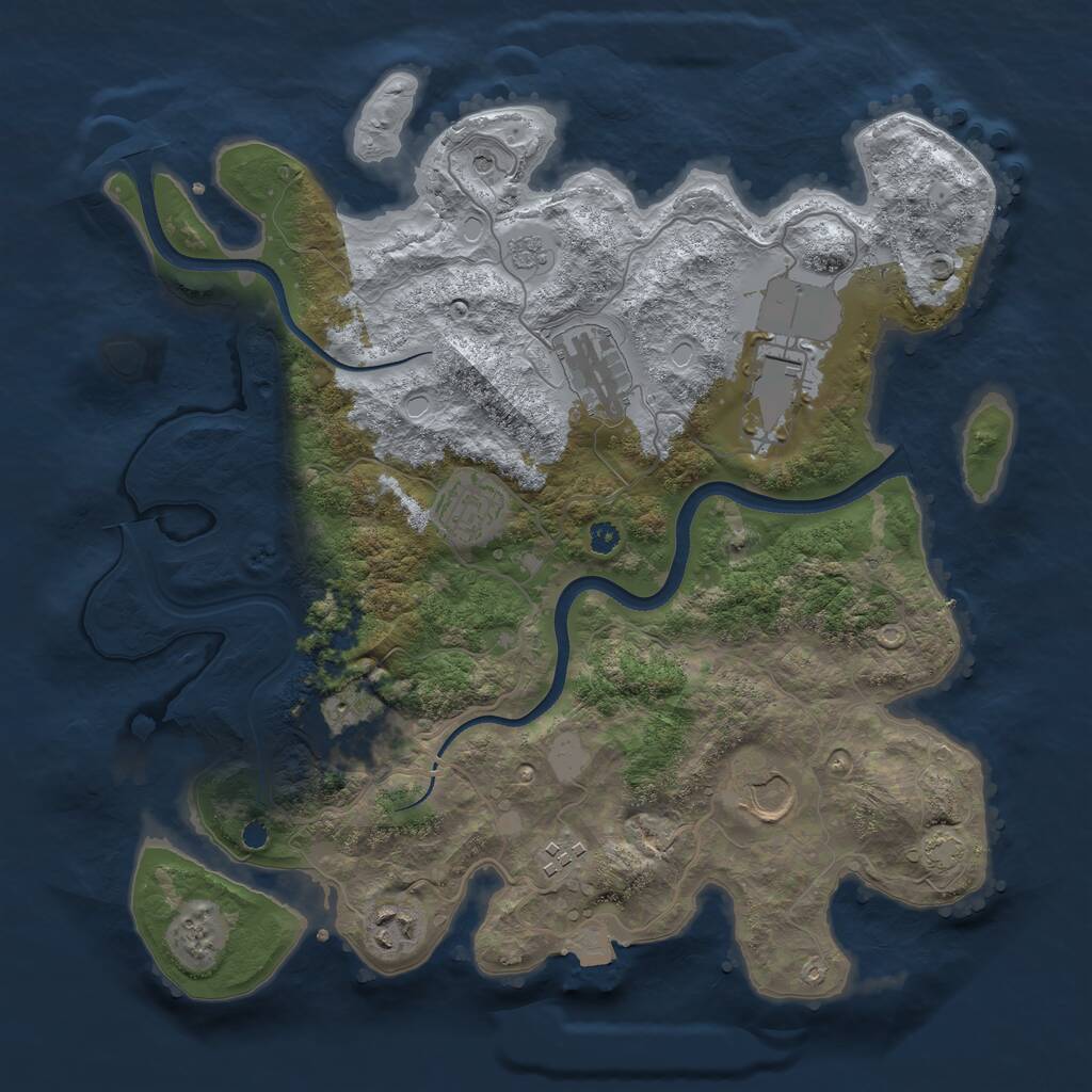 Rust Map: Procedural Map, Size: 3500, Seed: 3447555, 11 Monuments