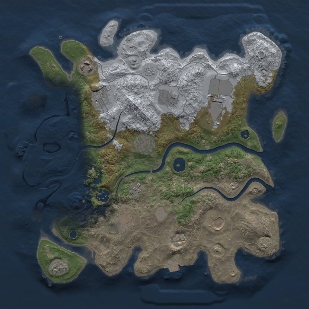 Rust Map: Procedural Map, Size: 3500, Seed: 3447555, 14 Monuments