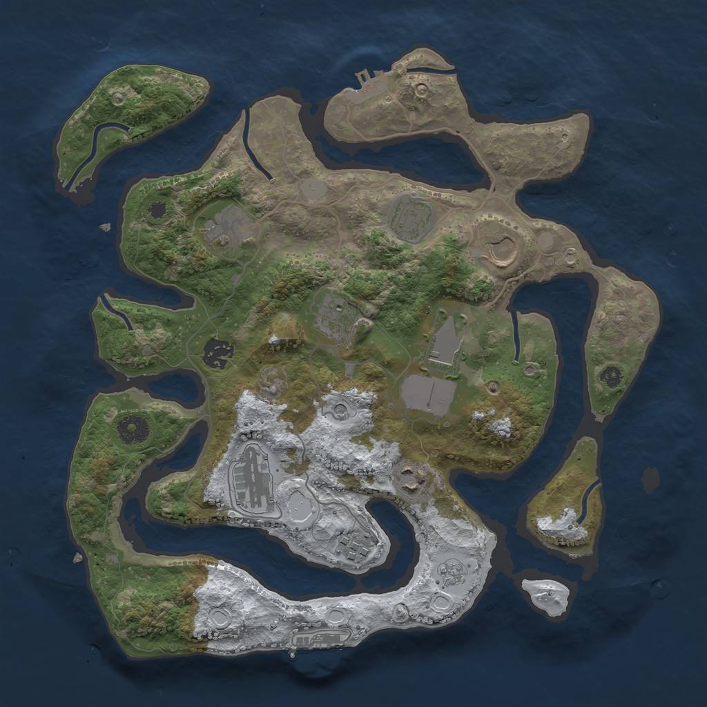 Rust Map: Procedural Map, Size: 3500, Seed: 2895122, 18 Monuments