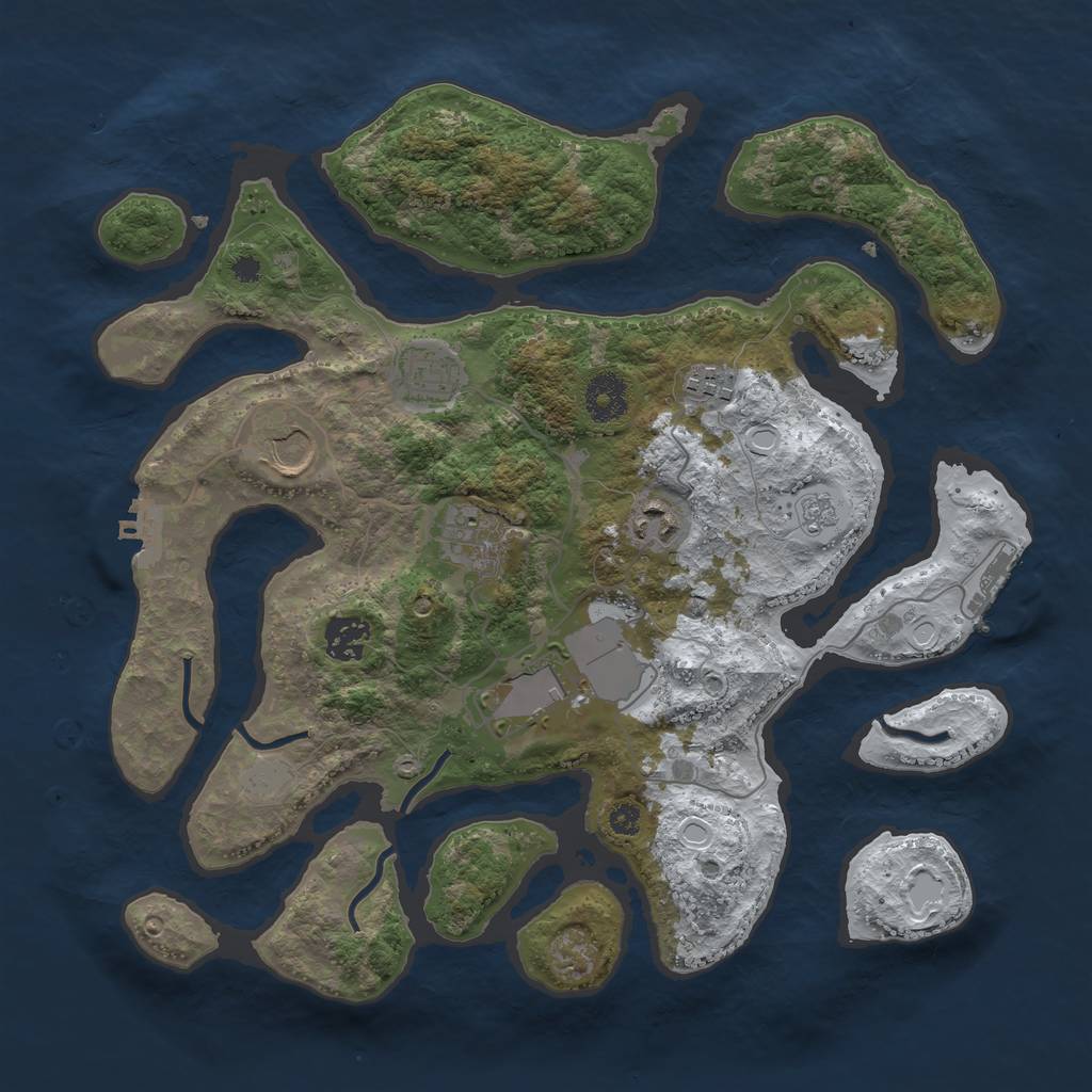 Rust Map: Procedural Map, Size: 3500, Seed: 3232078, 15 Monuments