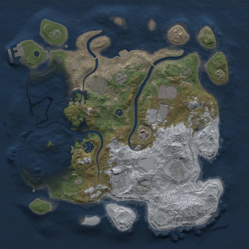 Rust Map: Procedural Map, Size: 3500, Seed: 4943611, 14 Monuments