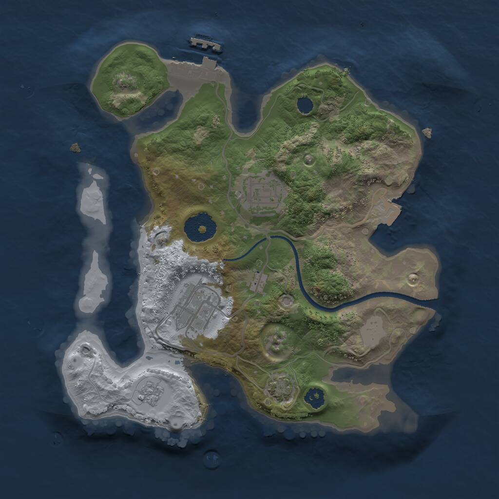 Rust Map: Procedural Map, Size: 2500, Seed: 3805108, 6 Monuments