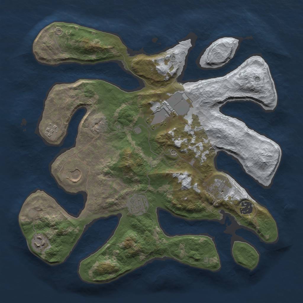 Rust Map: Barren, Size: 3500, Seed: 4428794, 10 Monuments