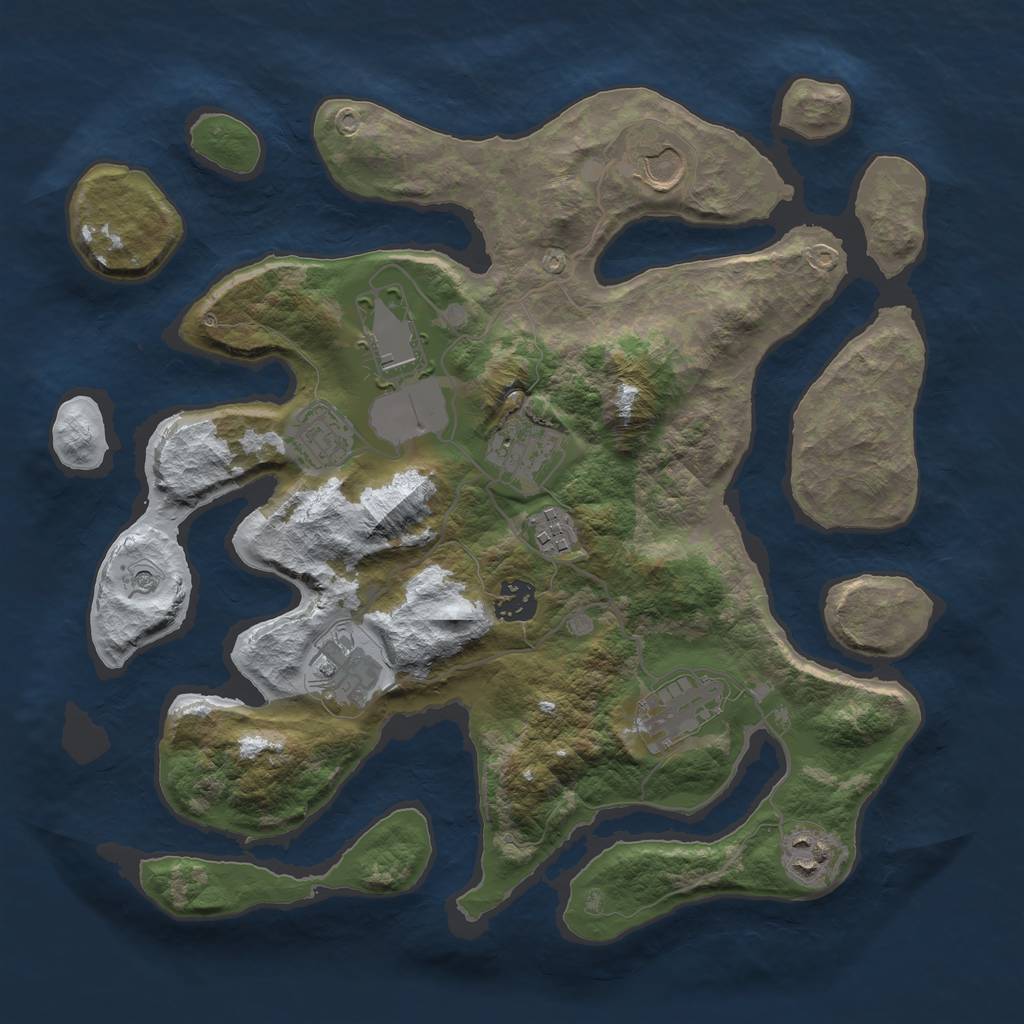 Rust Map: Barren, Size: 3500, Seed: 3590113, 12 Monuments