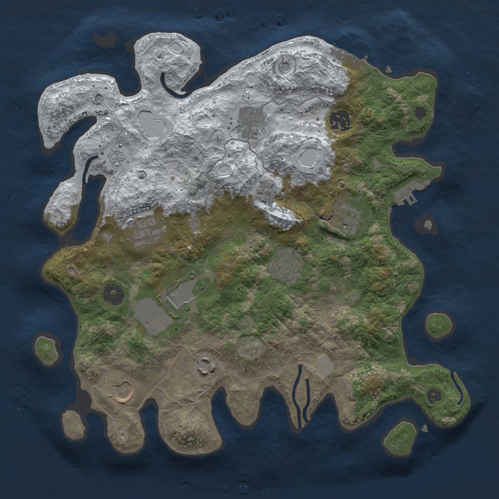 Rust Map: Procedural Map, Size: 3500, Seed: 3400155, 18 Monuments