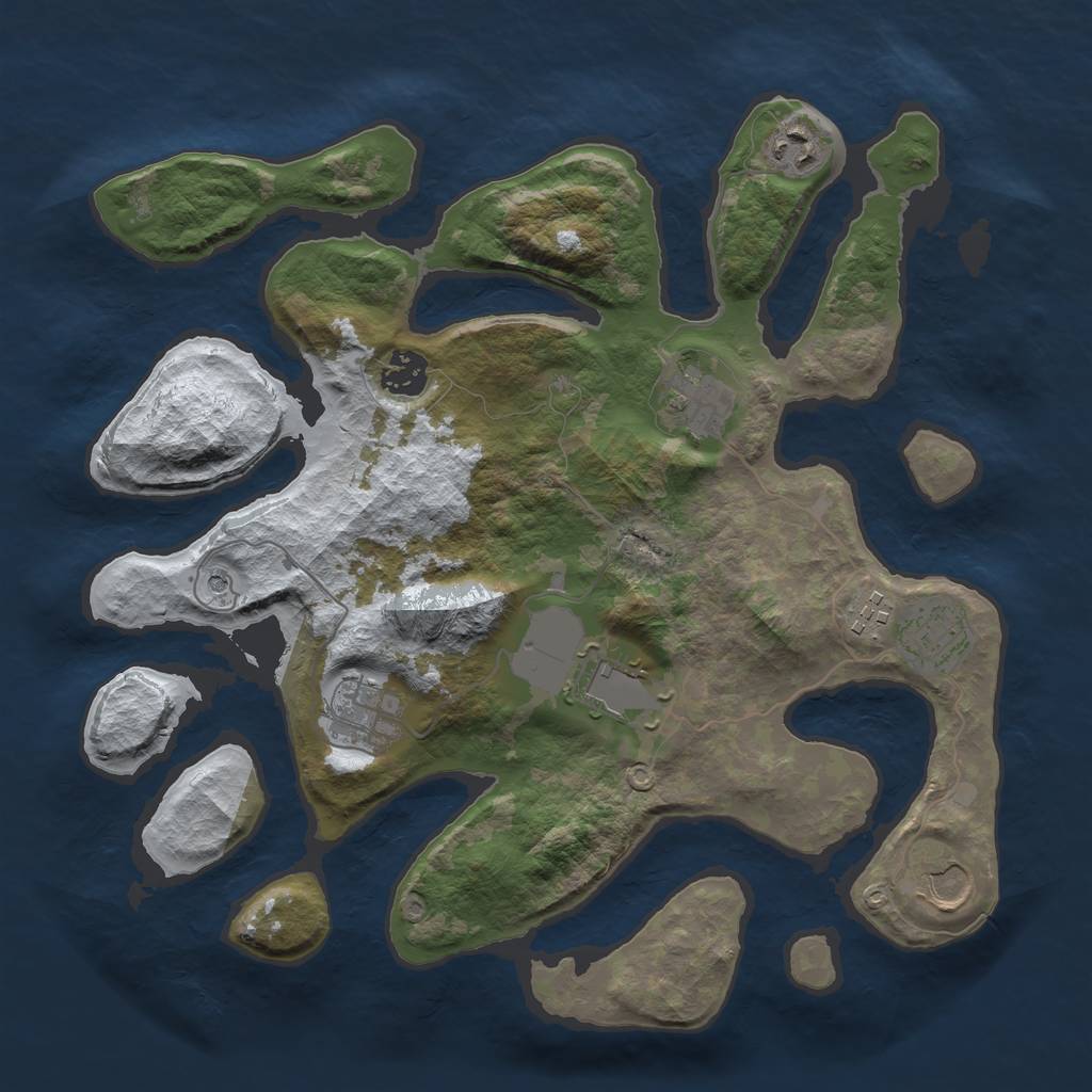 Rust Map: Barren, Size: 3500, Seed: 5069247, 11 Monuments
