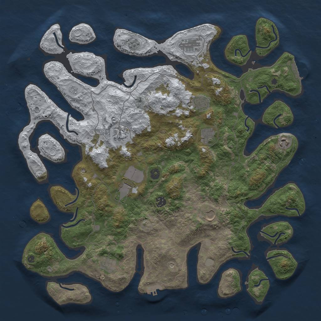Rust Map: Procedural Map, Size: 4500, Seed: 5797835, 19 Monuments