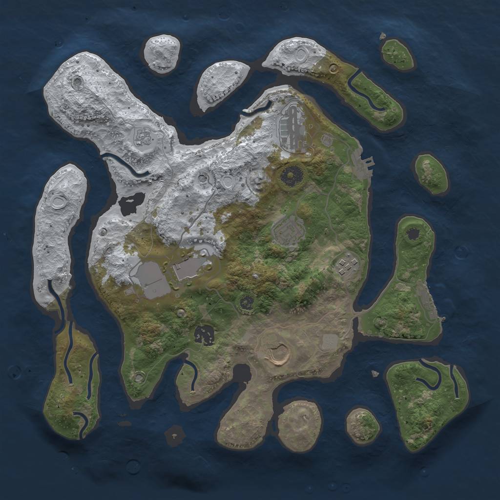 Rust Map: Procedural Map, Size: 3500, Seed: 4369798, 15 Monuments