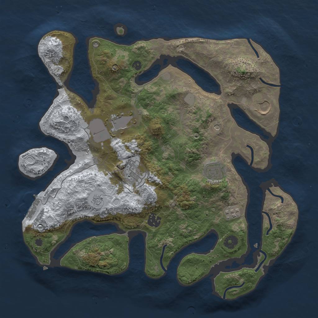 Rust Map: Procedural Map, Size: 3500, Seed: 133882, 14 Monuments