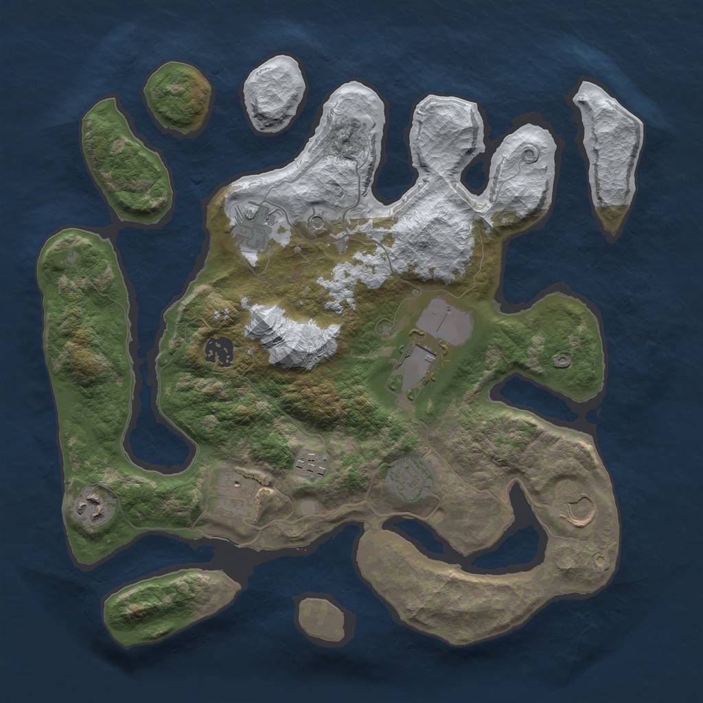 Rust Map: Barren, Size: 3500, Seed: 5278044, 11 Monuments