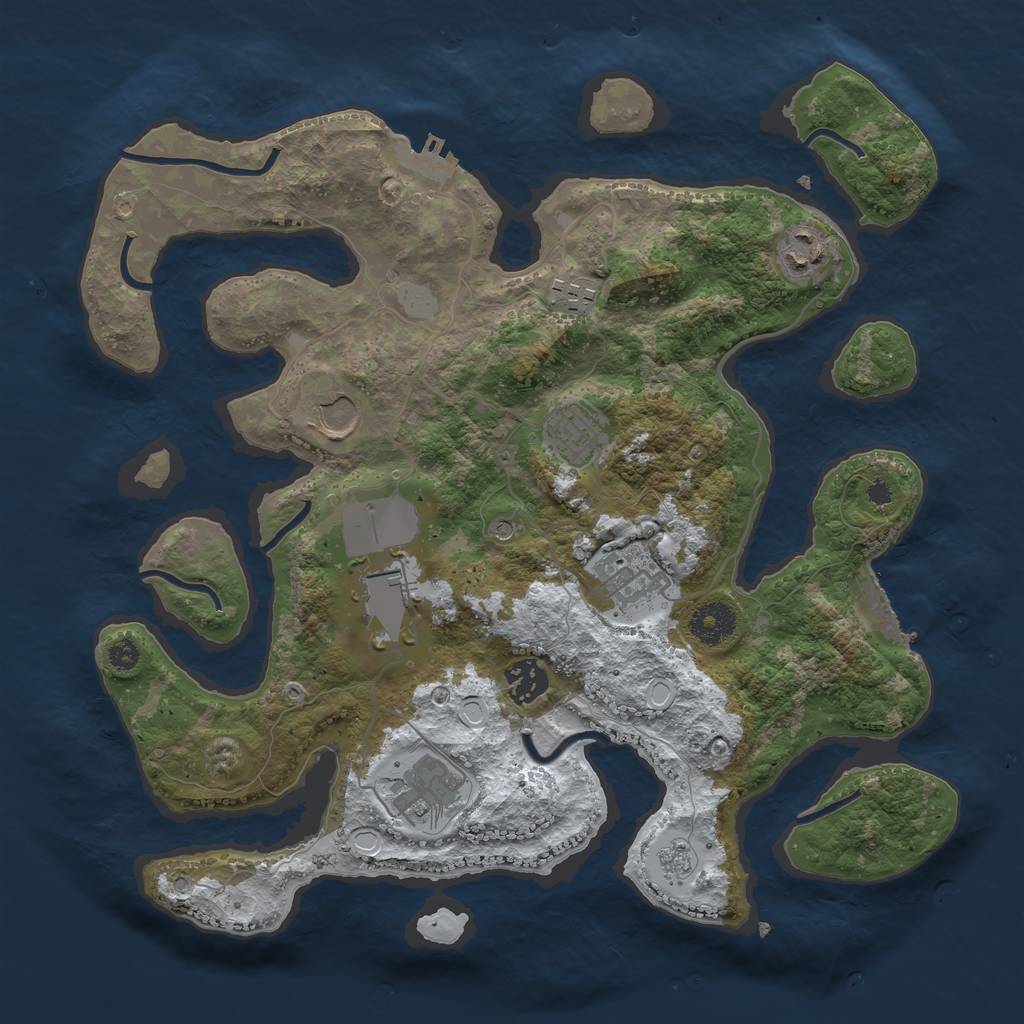 Rust Map: Procedural Map, Size: 3500, Seed: 5338763, 17 Monuments