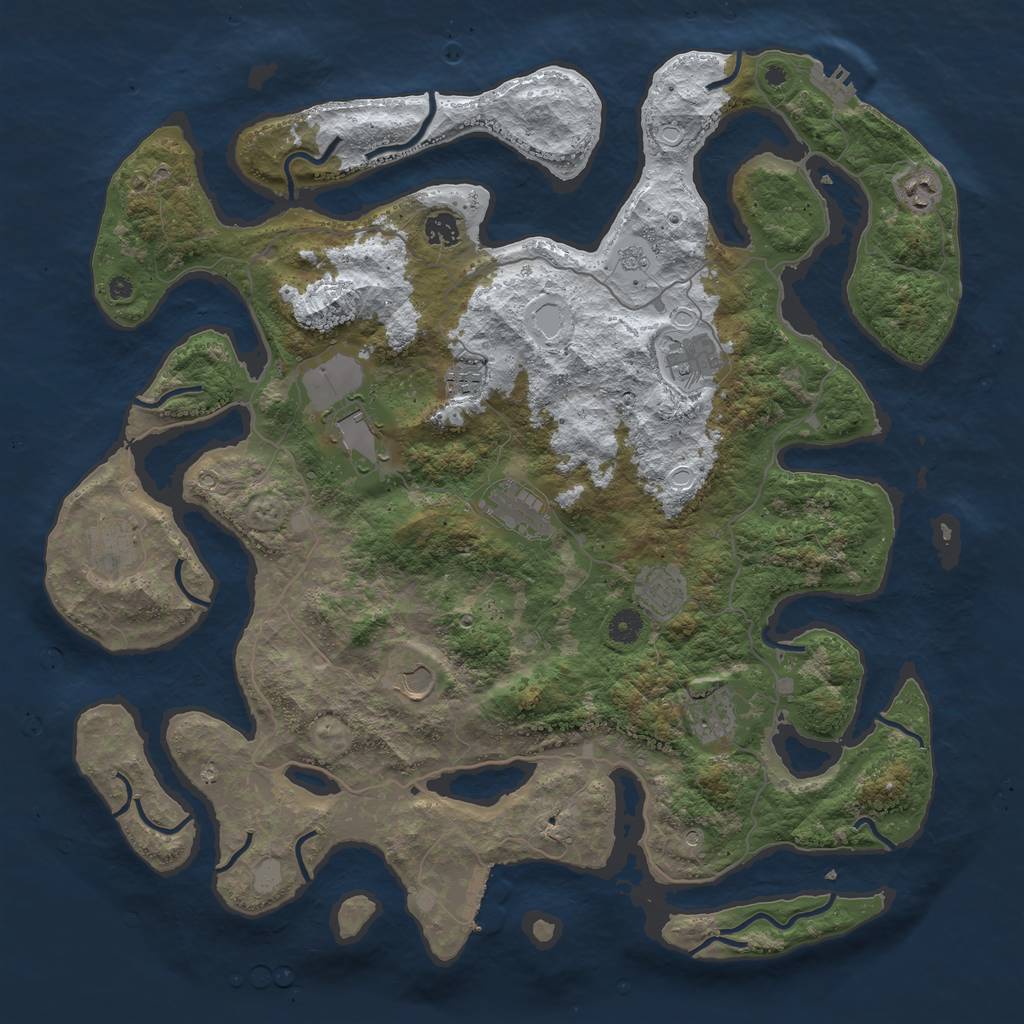 Rust Map: Procedural Map, Size: 4500, Seed: 384359, 19 Monuments