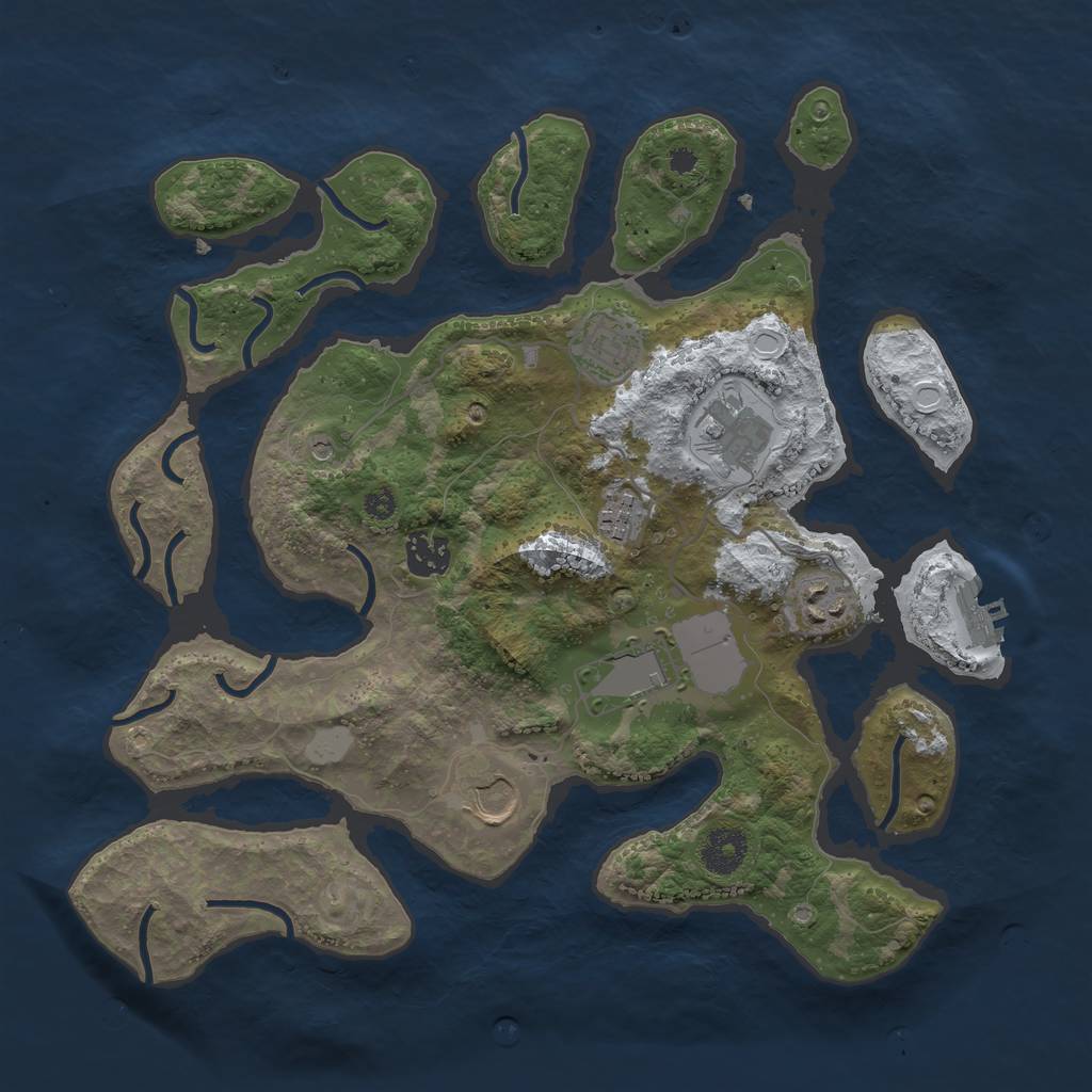 Rust Map: Procedural Map, Size: 3500, Seed: 4277352, 14 Monuments