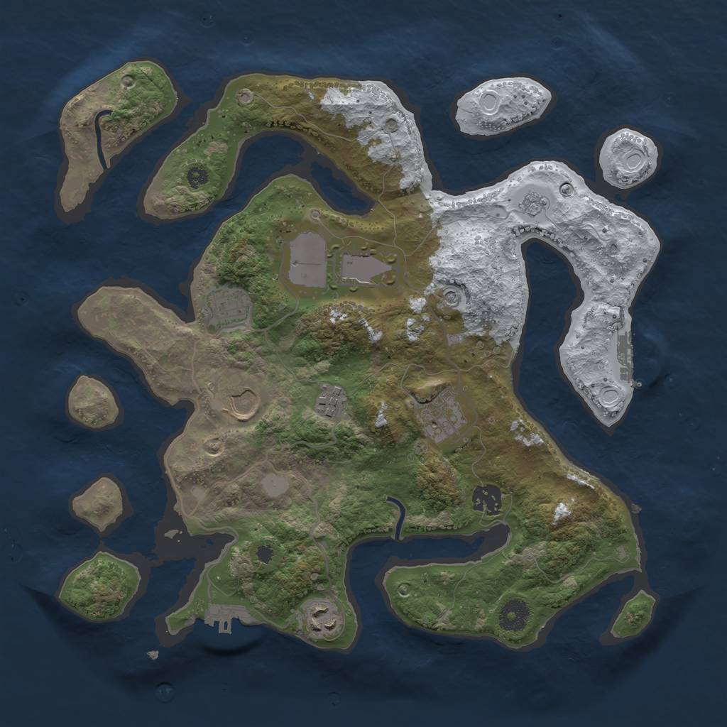 Rust Map: Procedural Map, Size: 3500, Seed: 123, 16 Monuments