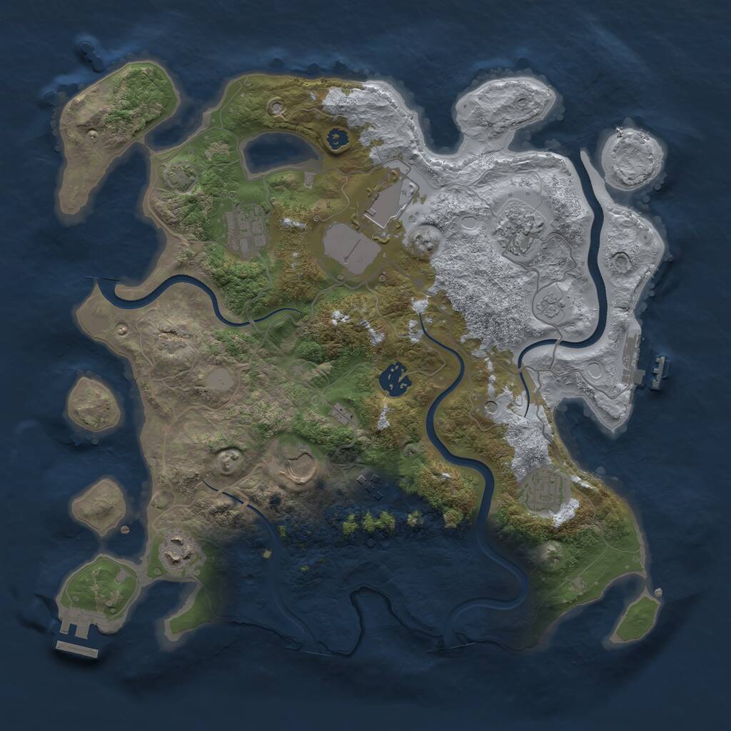 Rust Map: Procedural Map, Size: 3500, Seed: 123, 14 Monuments