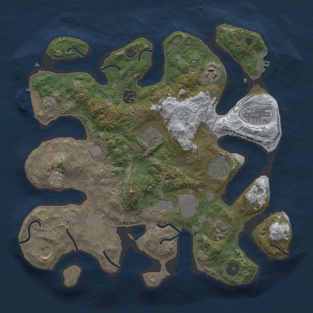 Rust Map: Procedural Map, Size: 3500, Seed: 5524987, 19 Monuments