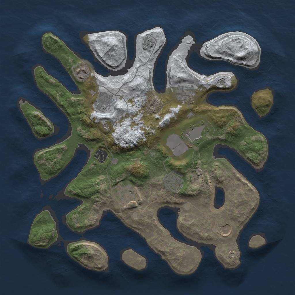 Rust Map: Barren, Size: 3500, Seed: 3147382, 12 Monuments